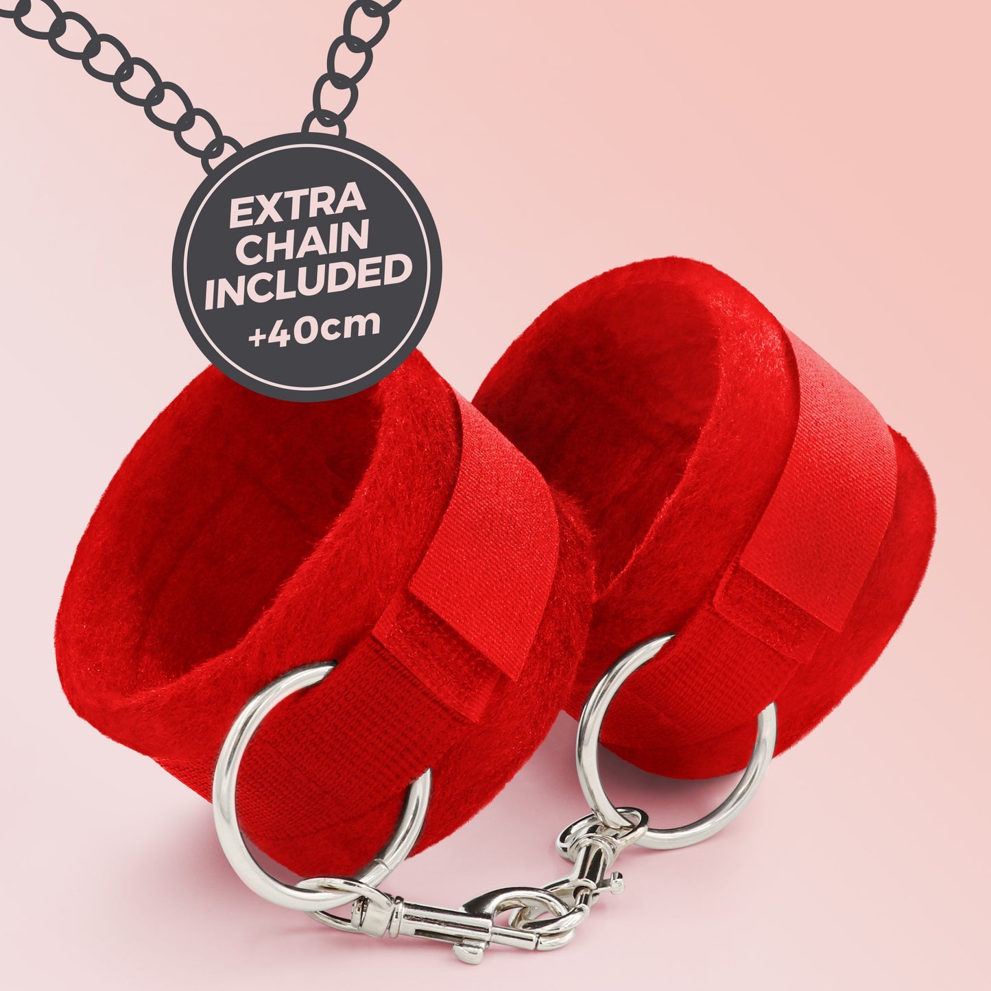 MANETTE ROSSE IN VELCRO TOUGH LOVE CON CATENA EXTRA DA 40 CM