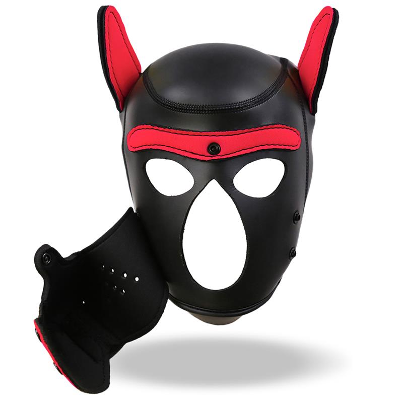 MASCHERA CANE IN NEOPRENE MUSERUOLA RIMOVIBILE NERA/ROSSA TAGLIA UNICA