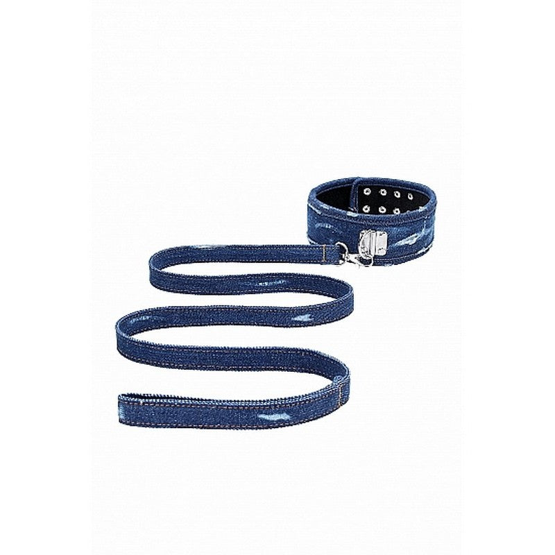 COLLARE E GUINZAGLIO IN DENIM