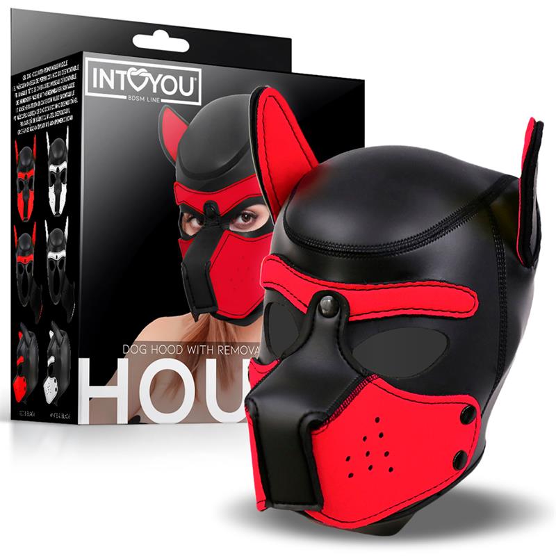 MASCHERA CANE  IN NEOPRENE MUSERUOLA RIMOVIBILE NERA/ROSSA TAGLIA UNICA