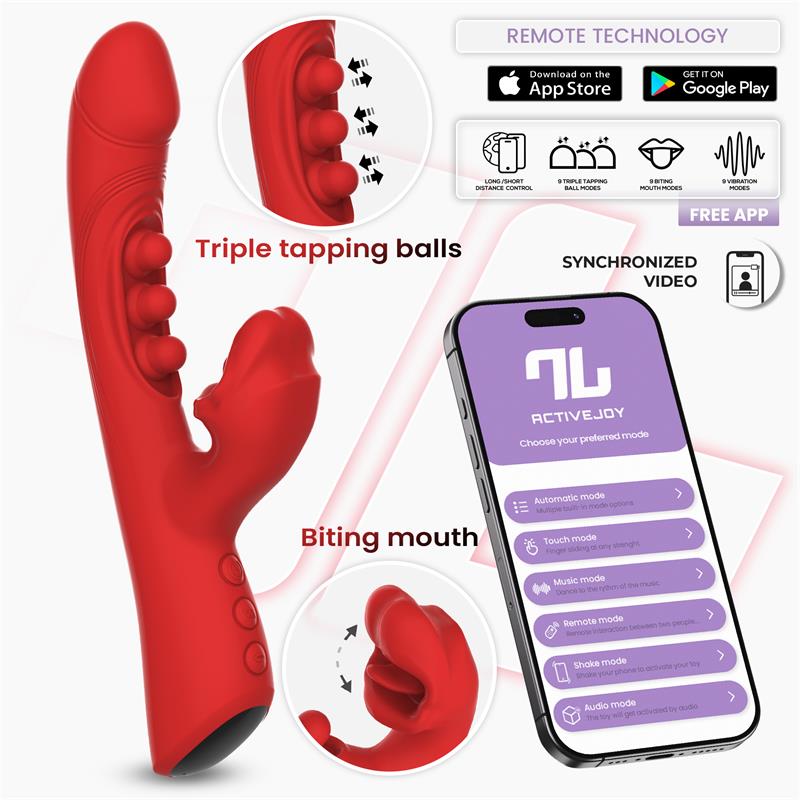 TRIXY VIBRATORE TRIPLO TAPPING CON BOCCA