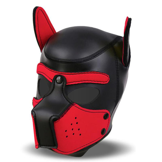 MASCHERA CANE  IN NEOPRENE MUSERUOLA RIMOVIBILE NERA/ROSSA TAGLIA UNICA