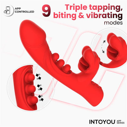 TRIXY VIBRATORE TRIPLO TAPPING CON BOCCA