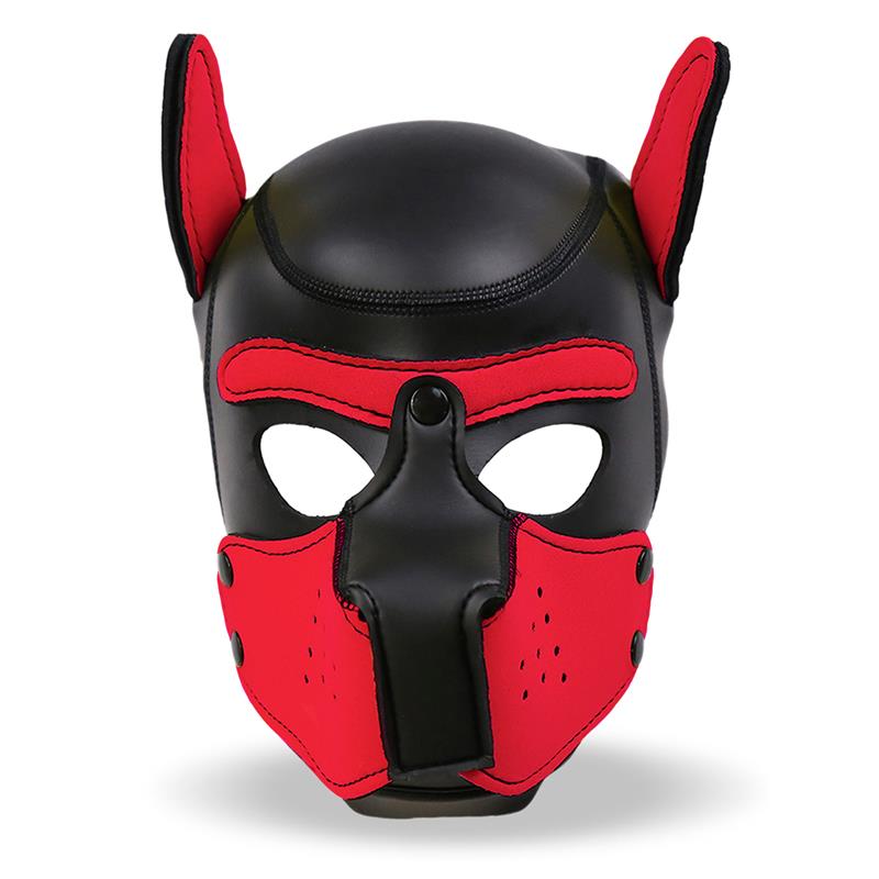 MASCHERA CANE  IN NEOPRENE MUSERUOLA RIMOVIBILE NERA/ROSSA TAGLIA UNICA