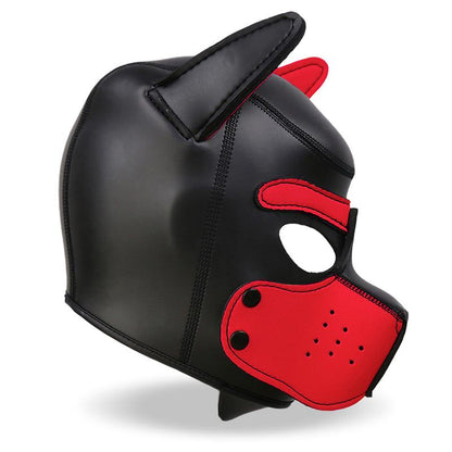 MASCHERA CANE  IN NEOPRENE MUSERUOLA RIMOVIBILE NERA/ROSSA TAGLIA UNICA