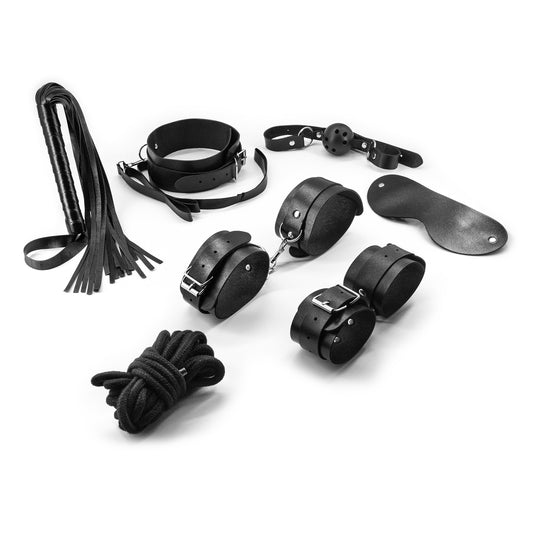 BONDAGE KIT 8 PEZZI NERO ECOPELLE