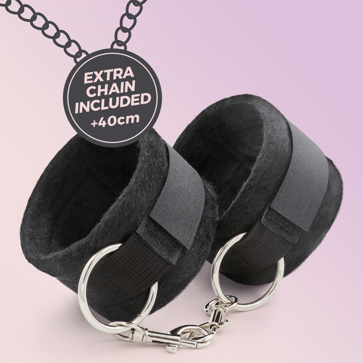 MANETTE  NERE IN VELCRO TOUGH LOVE CON CATENA EXTRA DA 40 CM