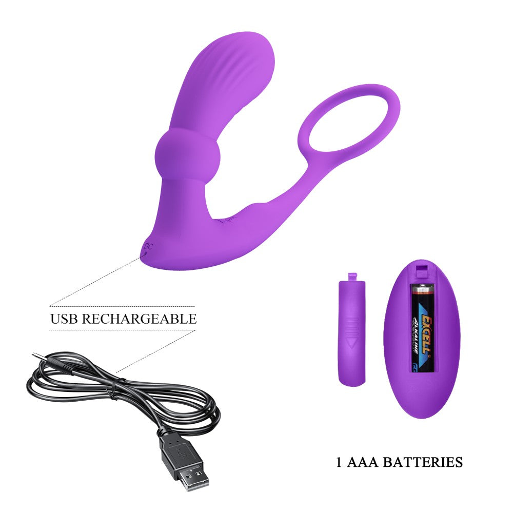 PLUG ANALE PROSTATICO VIBRANTE E PULSANTE CON ANELLO