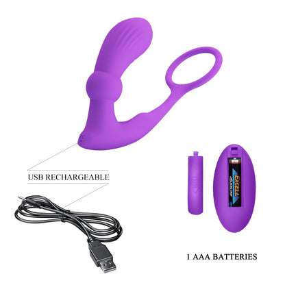 PLUG ANALE PROSTATICO VIBRANTE E PULSANTE CON ANELLO