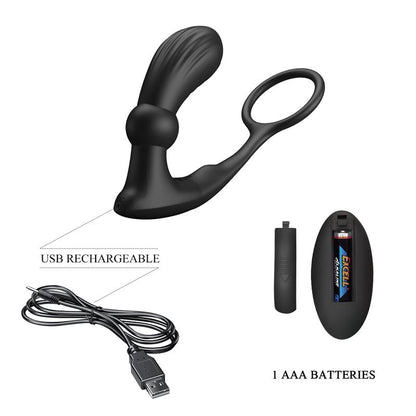 PLUG ANALE PROSTATICO VIBRANTE E PULSANTE CON ANELLO