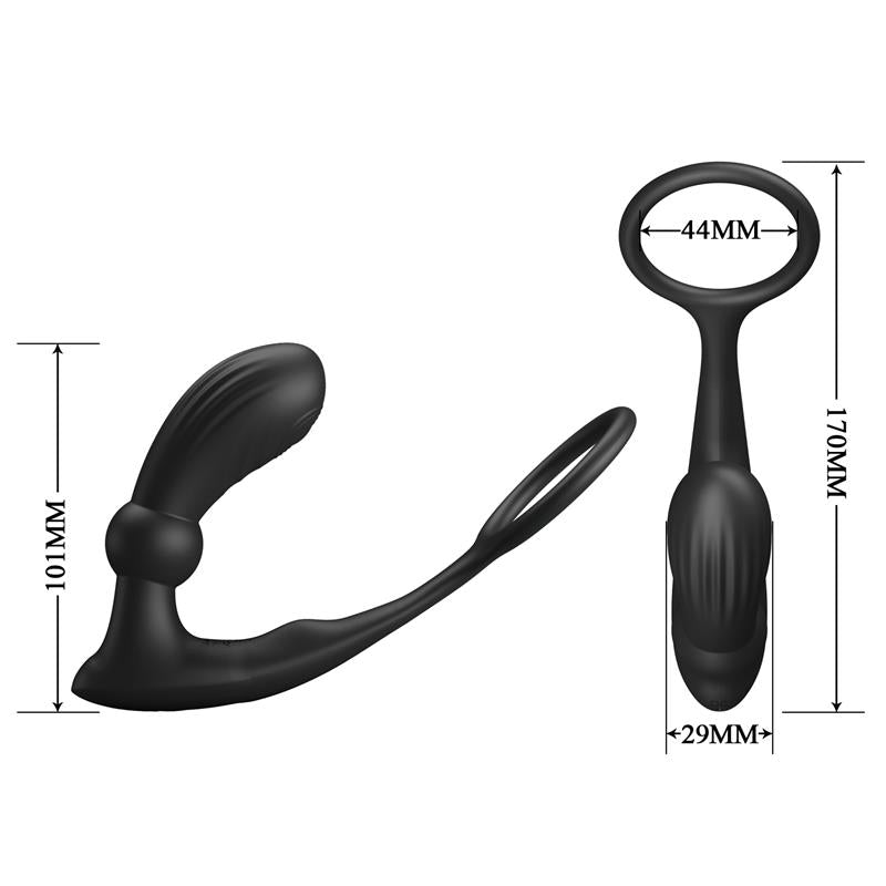 PLUG ANALE PROSTATICO VIBRANTE E PULSANTE CON ANELLO