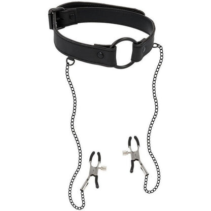 SUBMISSIVE RING GAG WITH NIPPLE CLAMPS