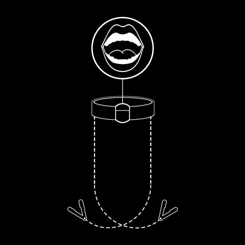 SUBMISSIVE RING GAG WITH NIPPLE CLAMPS