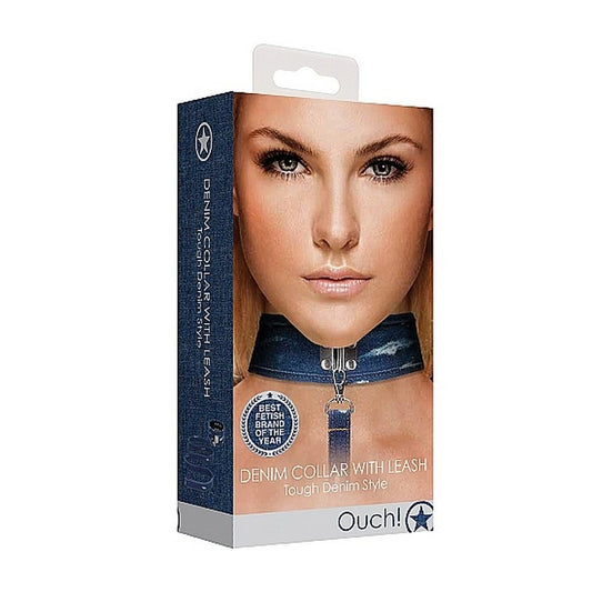 COLLARE E GUINZAGLIO IN DENIM